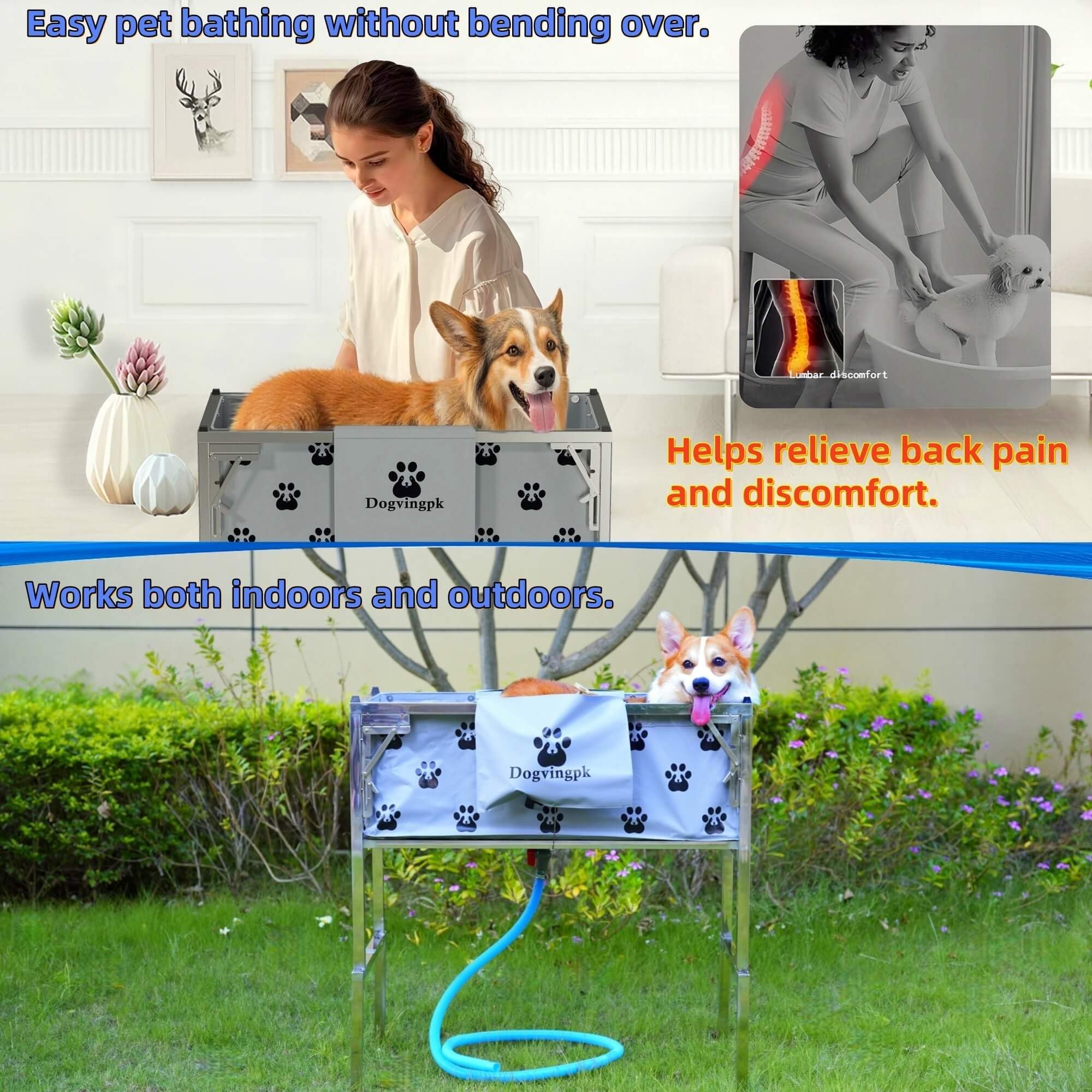 Dogvingpk roomy dimensions accommodate small to large dogs indoors or outdoors.