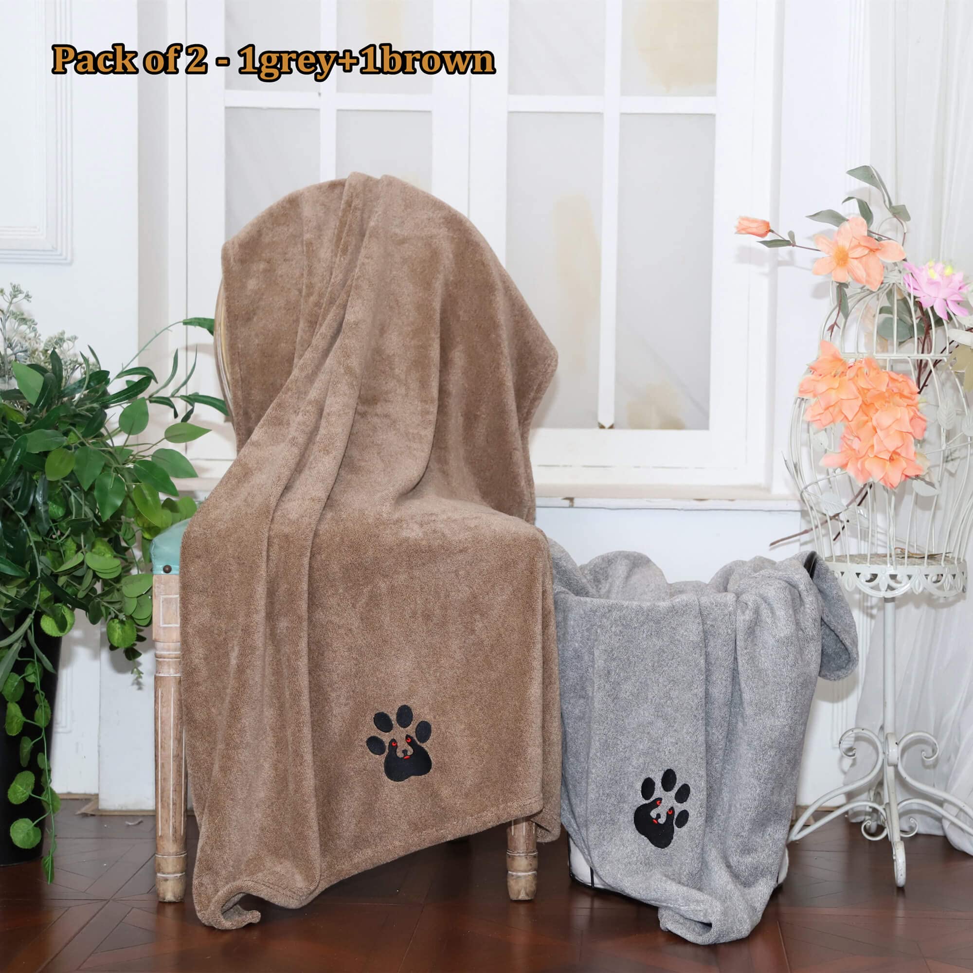 Dogvingpk extralarge towel brown 55x36 with soft plush fabric for comfortable drying.