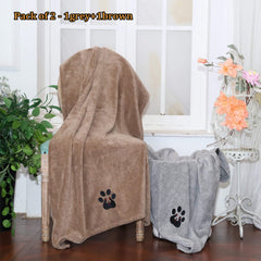 Dogvingpk extralarge towel brown 55x36 with soft plush fabric for comfortable drying.
