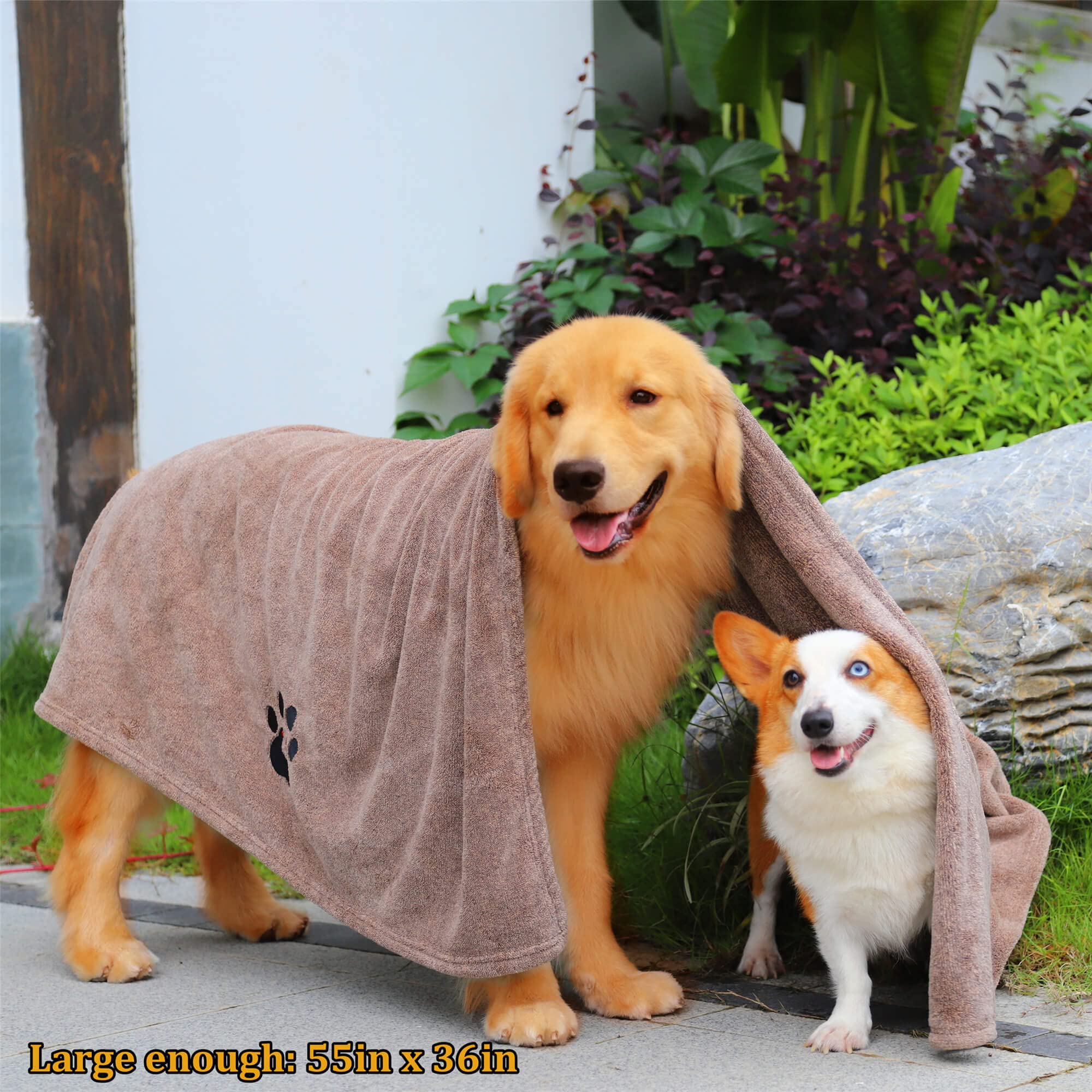 Dogvingpk extralarge towel drying pets after swimming or outdoor adventures.