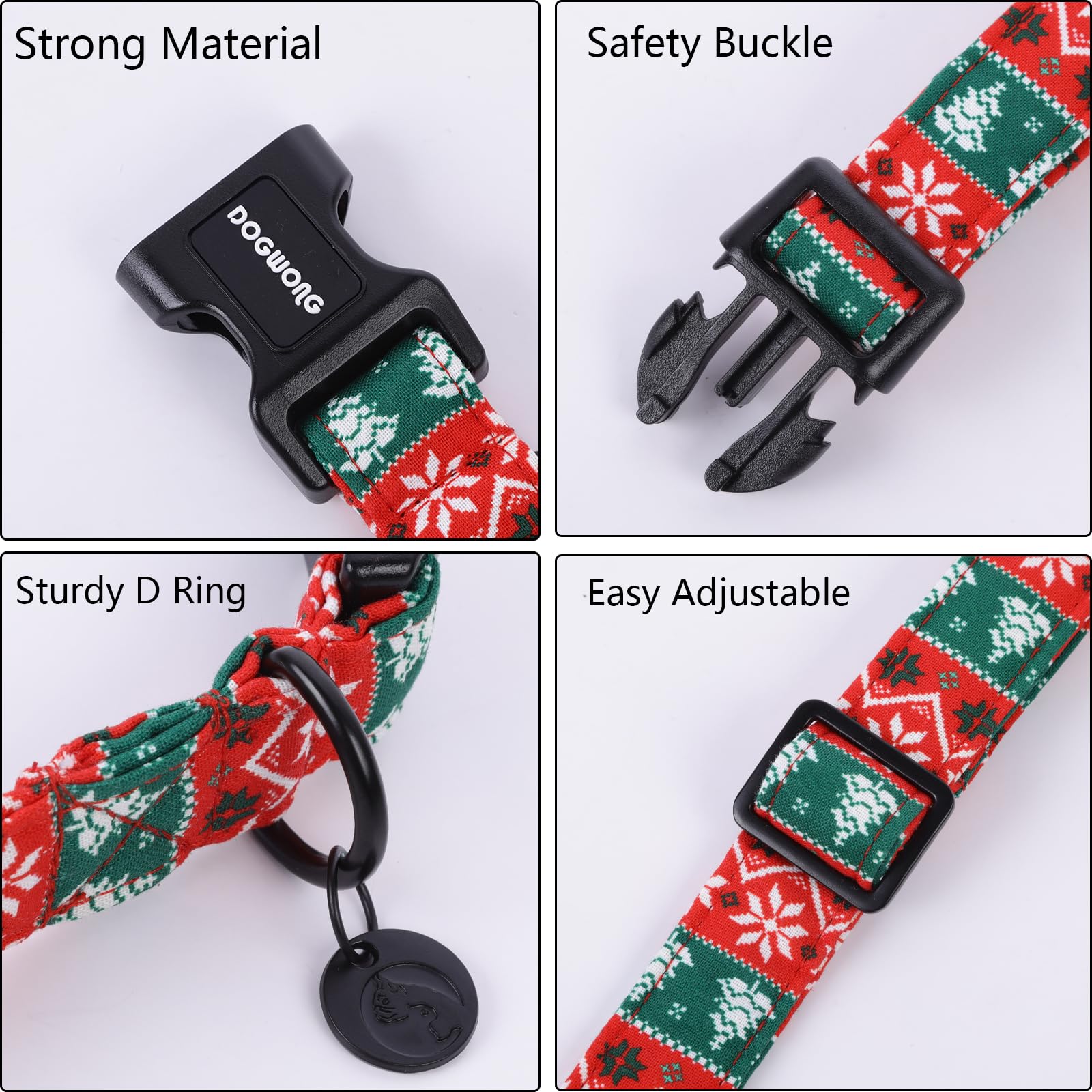 DogWong Christmas collar cotton material close-up lightweight and skin-friendly