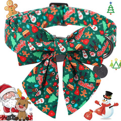 DOGWONG green Santa-pattern collar worn on a dog; festive look and comfortable fit