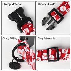 DOGWONG Santa design collar adjustable strap close-up.