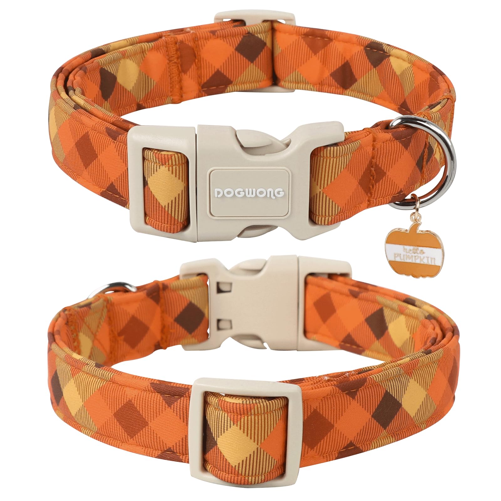 DOGWONG cotton fall-checkered collar highlights comfy fabric for sensitive dogs