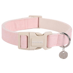 DOGWONG cotton hemp pink dog collar close-up showing soft daily-wear fabric for comfort.