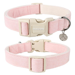 DOGWONG pink dog collar buckle close-up highlighting secure quick-release for safe walks.