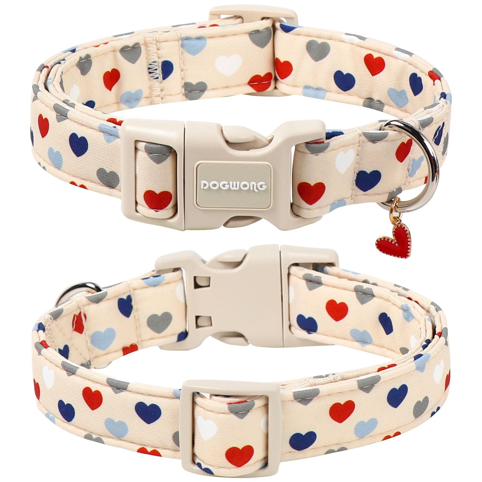 DOGWONG Valentine's Soft Cotton Collar close-up highlights everyday comfort.