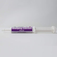 Dogzymes Canine Whelping Calcium Paste packet close, easy dosing for breeding bitches
