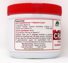 Dogzymes Cran Tri C powder-teaspoon-measure aids convenient mixing into meals.