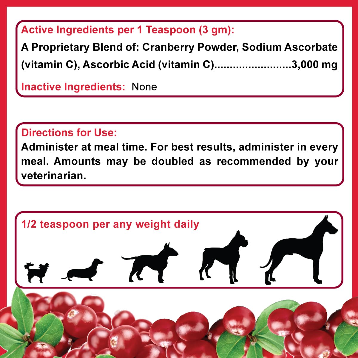 Dogzymes cranberry powder component emphasizing whole-food cranberry base