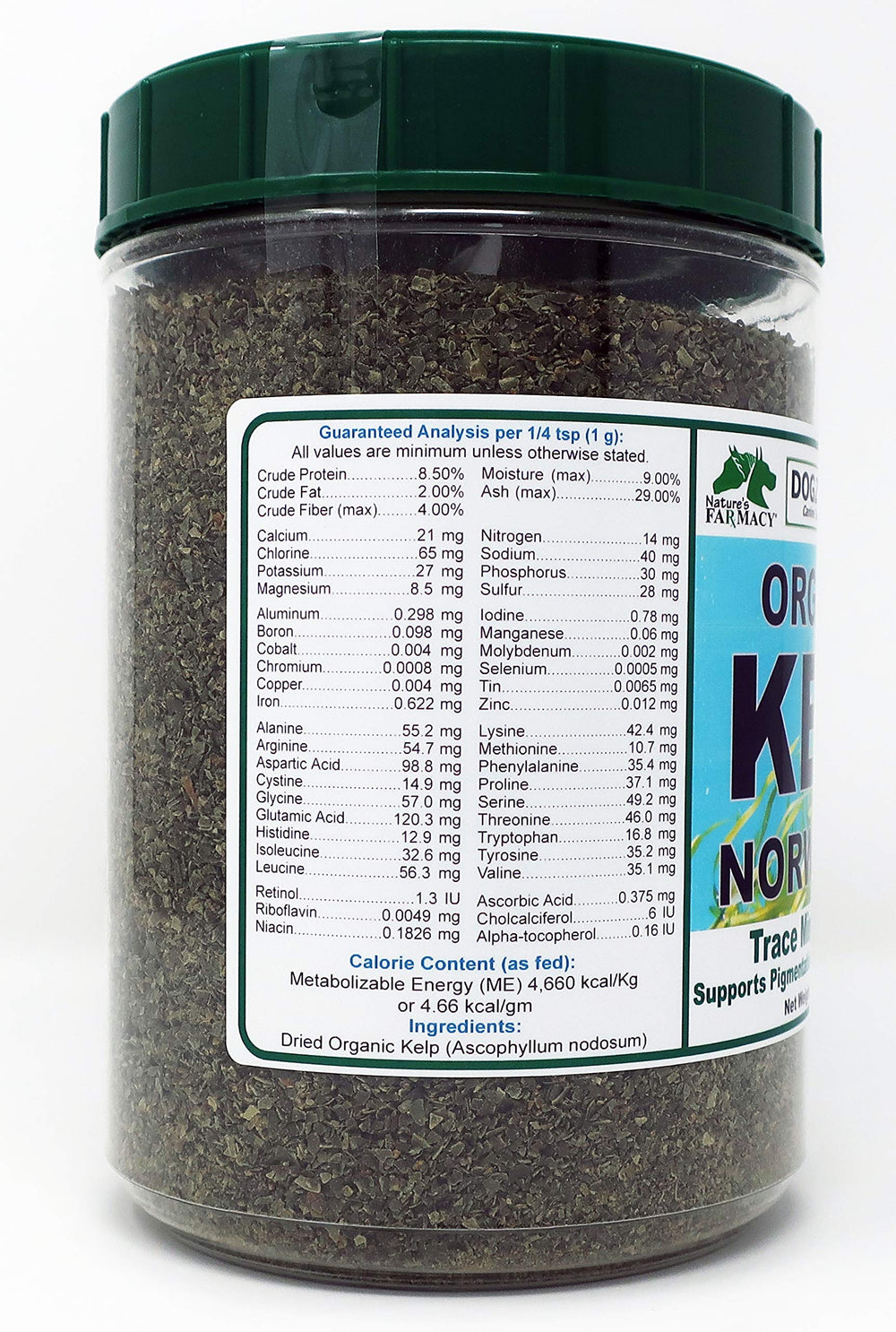 Dogzymes Organic Norwegian Kelp packaging highlights a 3-pound bag for daily pet nutrition.