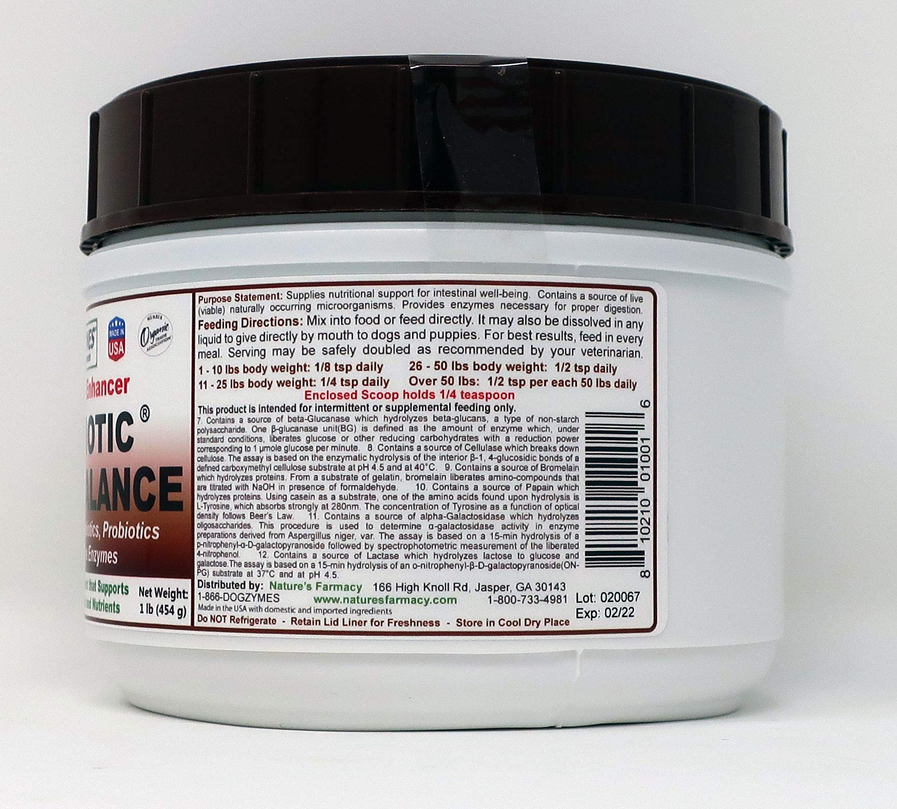 Dogzymes Probiotic Daily Balance with scoop demonstrates easy daily administration for gut health