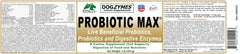 Dogzymes Probiotic Max container notes organic coconut oil to prevent clumping.