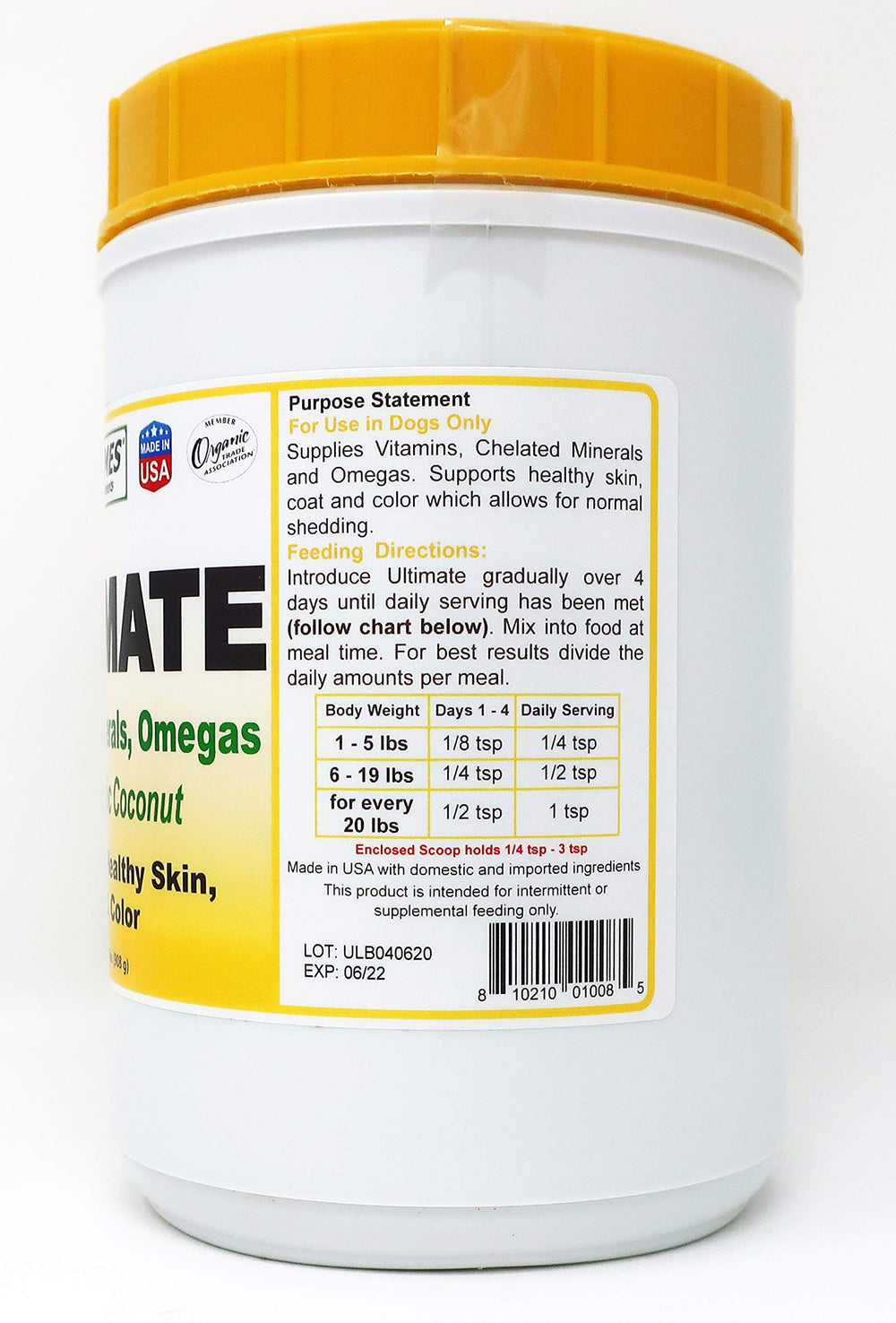 Dogzymes Ultimate Skin and Coat serving mixed with food to support healthy fur.