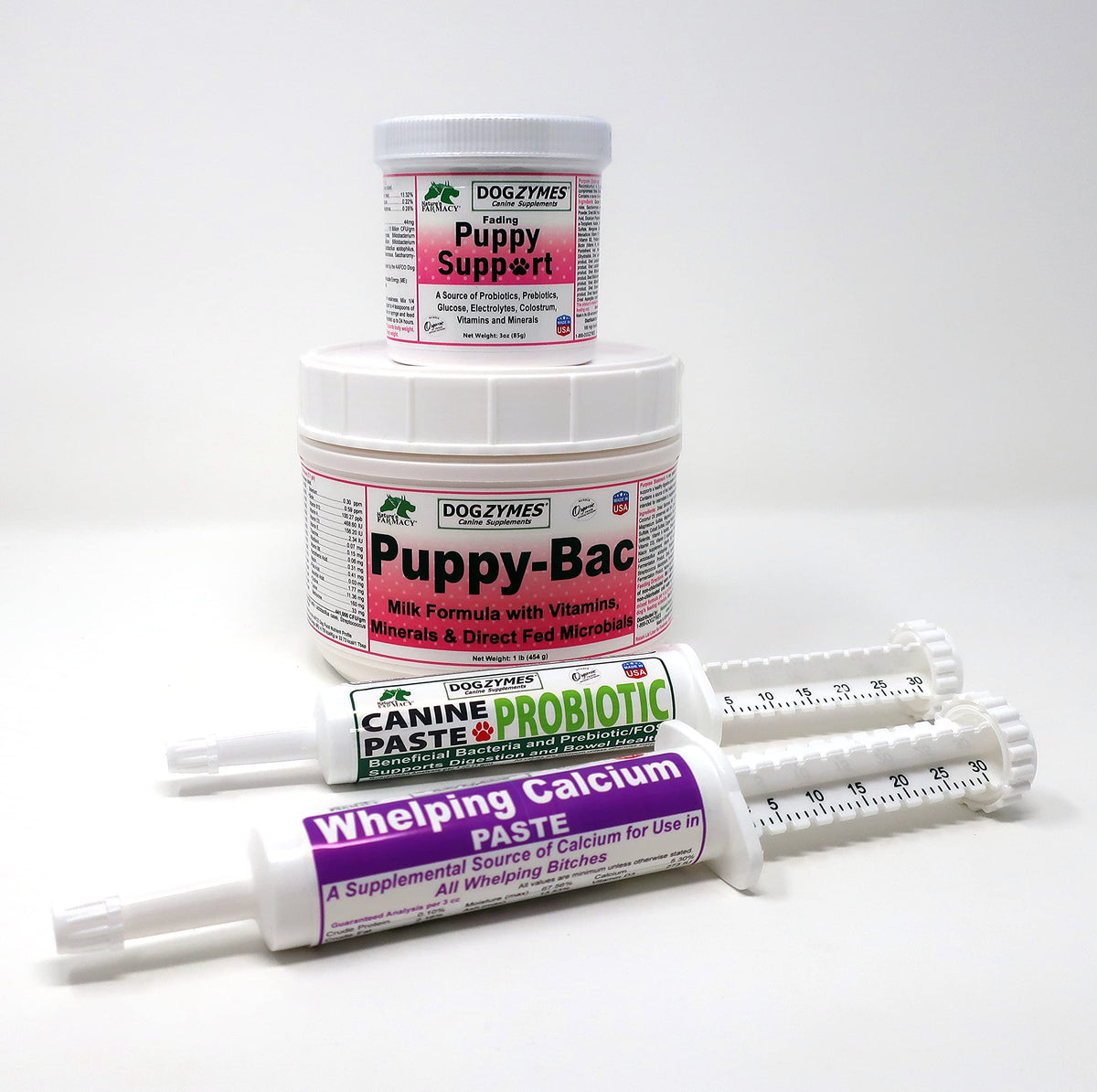 Dogzymes Whelping Kit calcium paste bottle pour supports calcium supplementation during whelping.