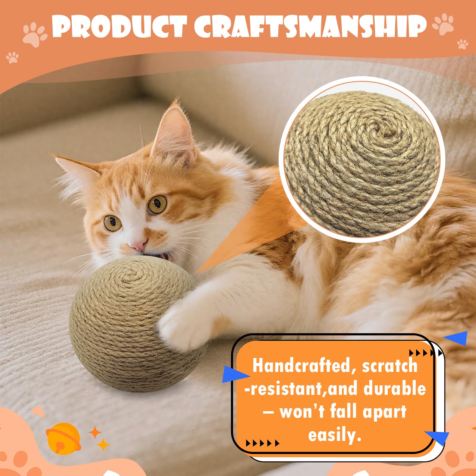Dojomadf sisal cat ball toy indoor-exercise supports cardio friendly play without furniture damage
