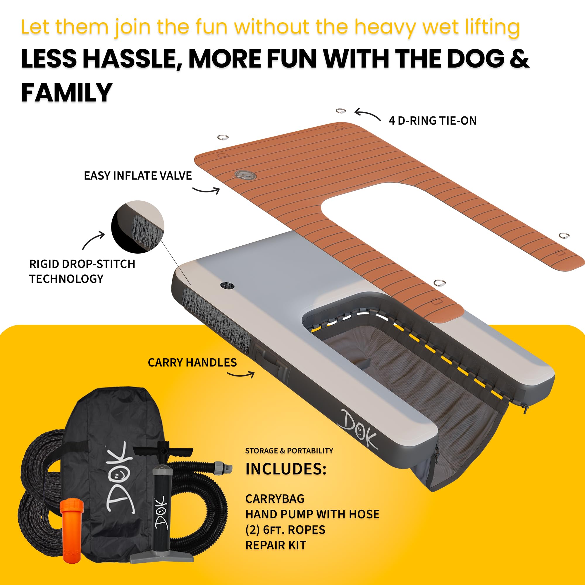 DOK Dog-DOK high contrast sides aid visibility during entry and exit