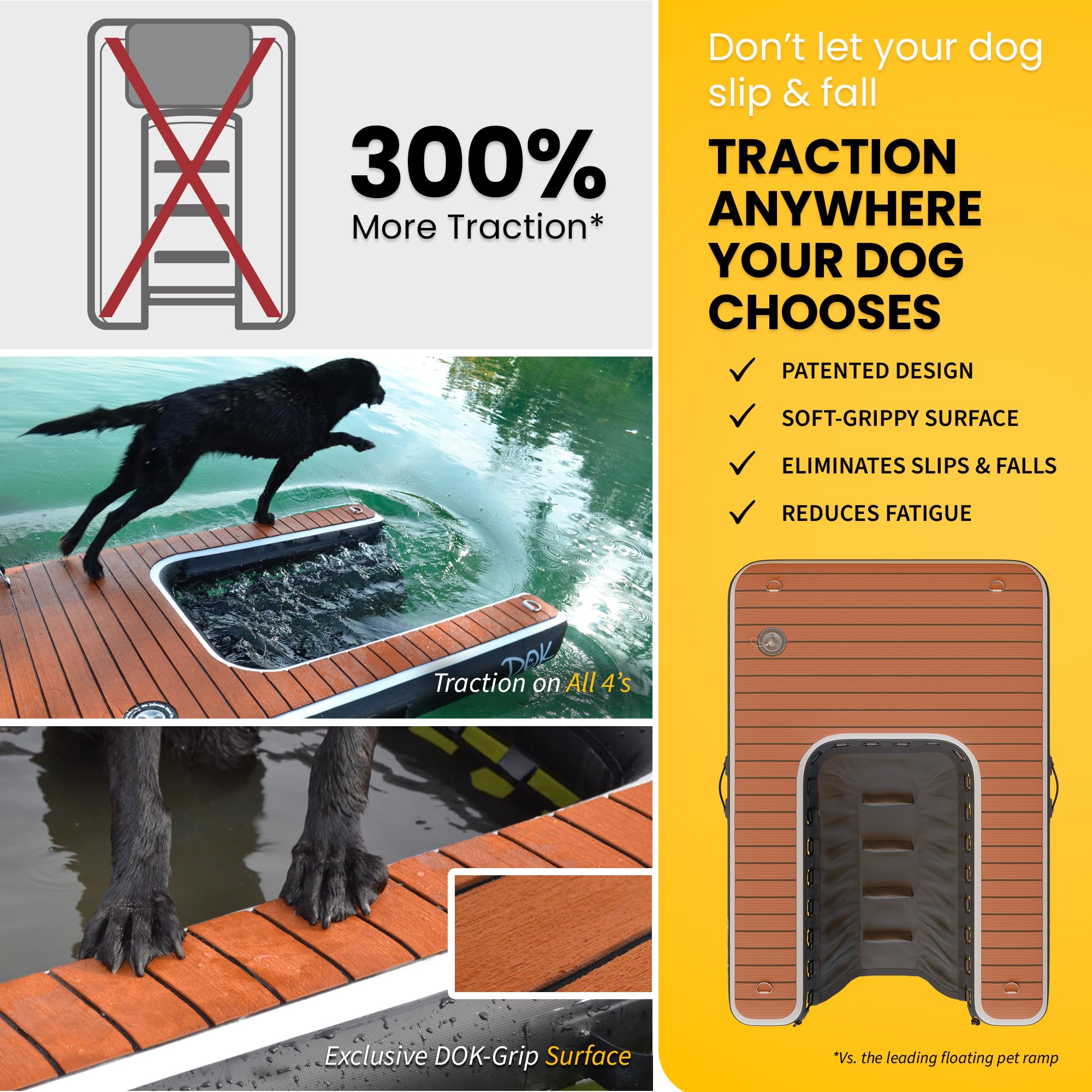DOK Dog-DOK submerged ramp with oversized steps improves water entry for dogs