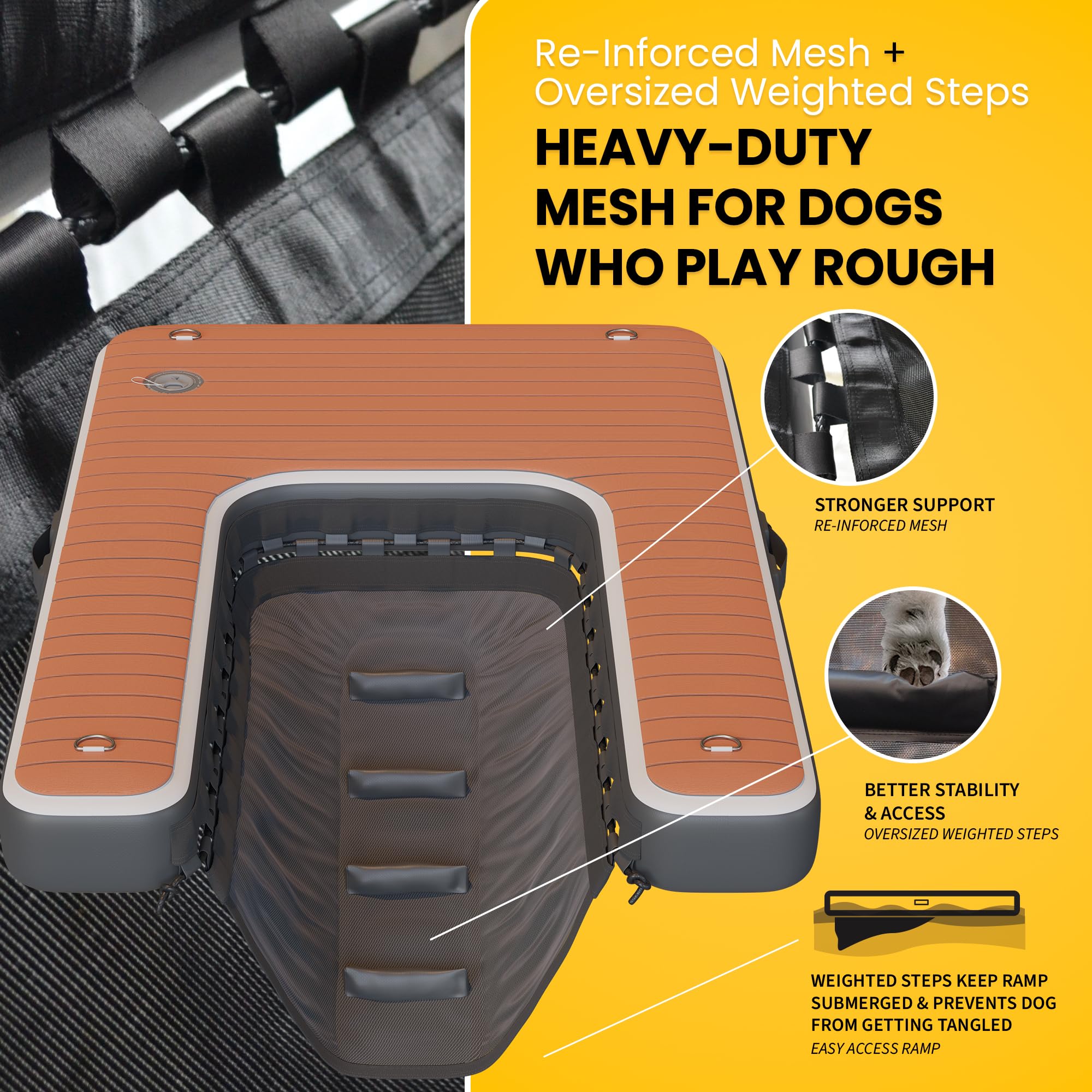 DOK Dog-DOK weighted mesh keeps the platform submerged for stability
