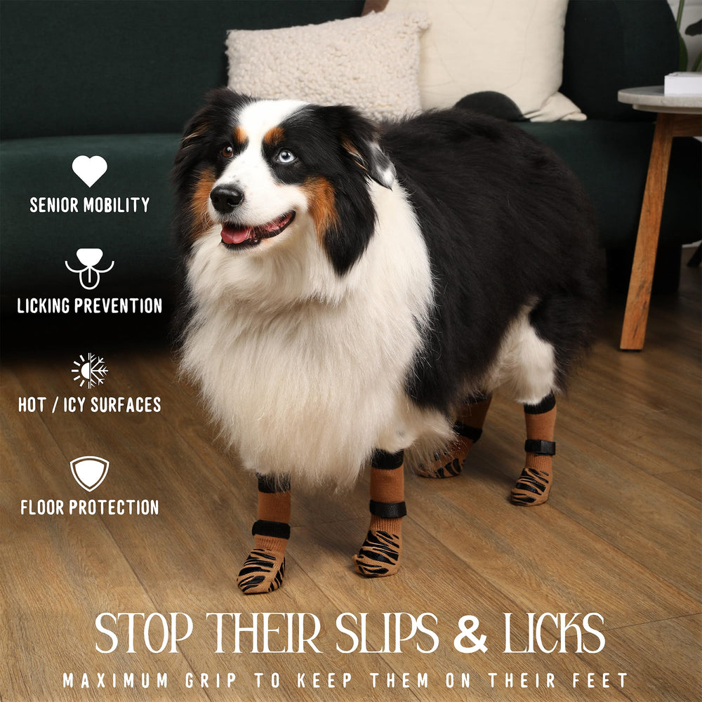 DOK TigerToes con agarre elástico para perro ofrece tracción estable incluso con giro.