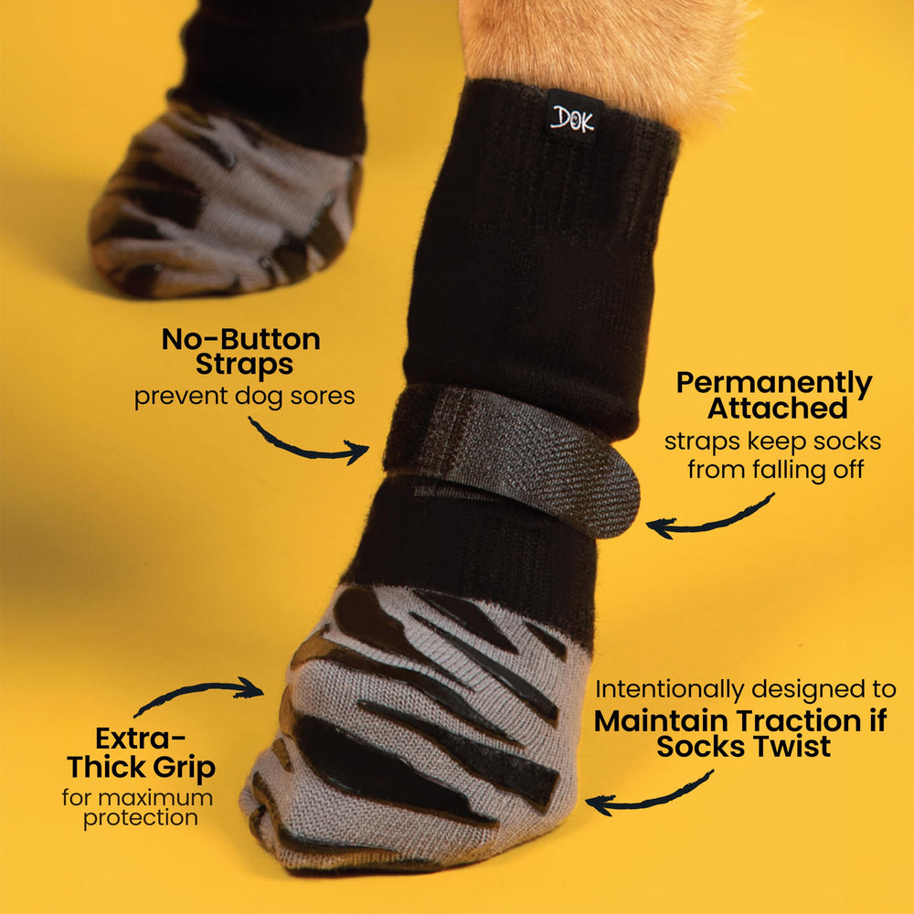 DOK TigerToes measuring-paw-size guide shows Large fits 2.5–2.8 inches.