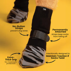 DOK TigerToes measuring-paw-size guide shows Large fits 2.5–2.8 inches.