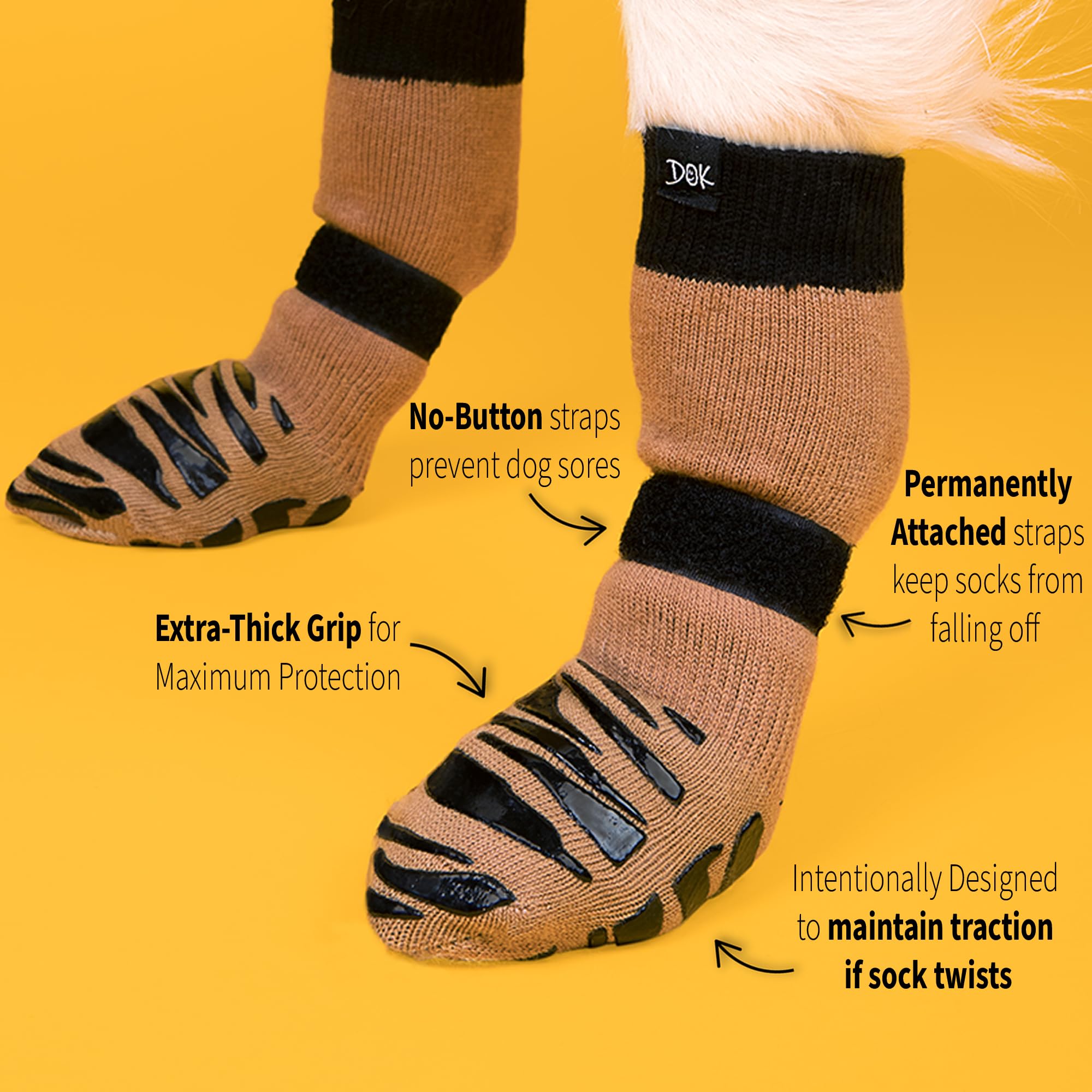 DOK TigerToes patented grip design closeup highlights comfort and stability.