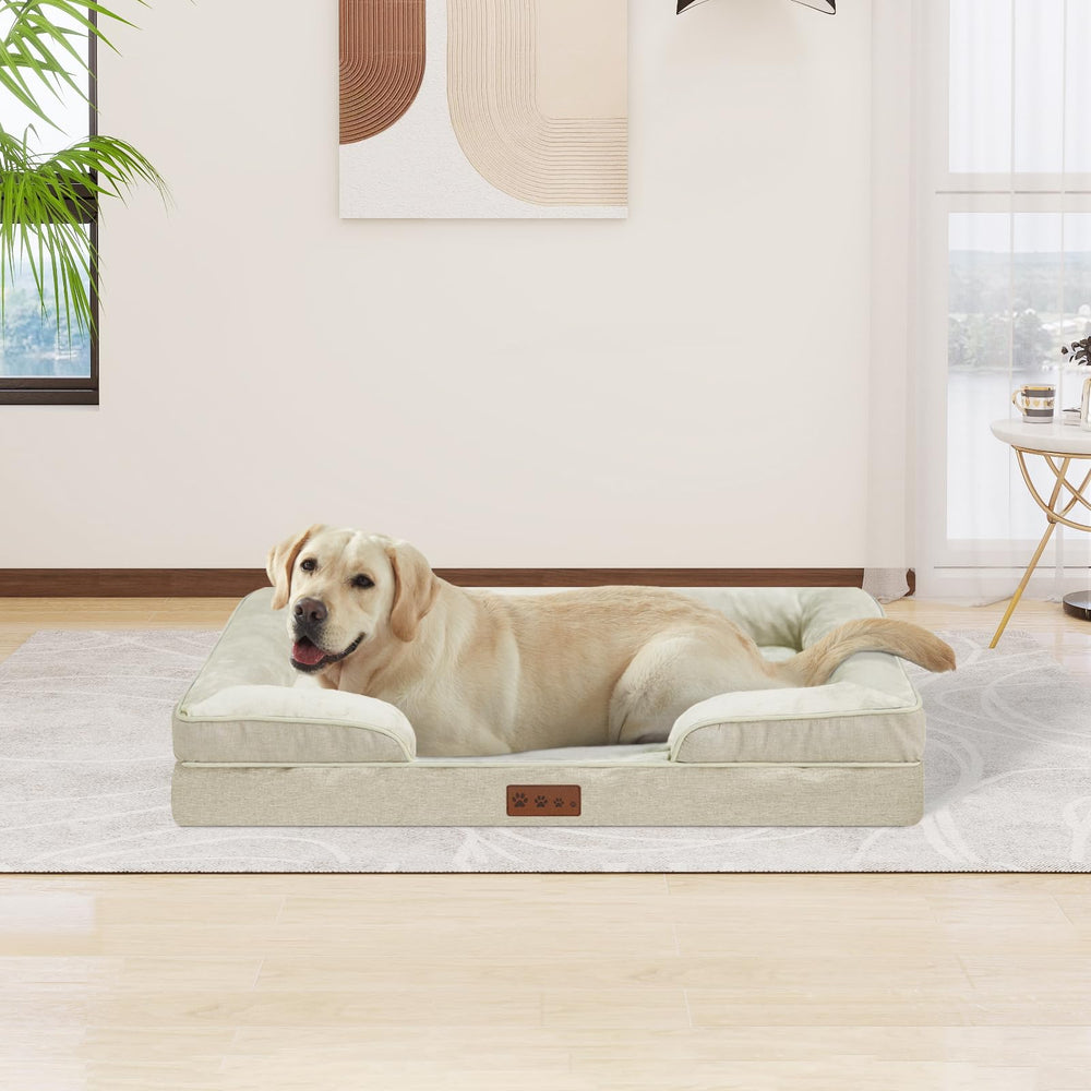 Dokdogs beige dog bed blends with home decor while keeping pets comfortable