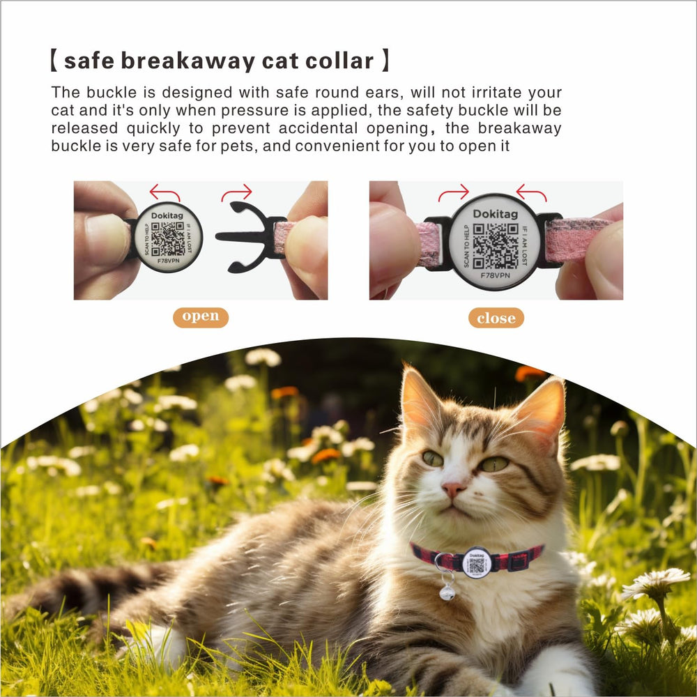 Dokitag cat collar silhouette on cat showing adjustable fit