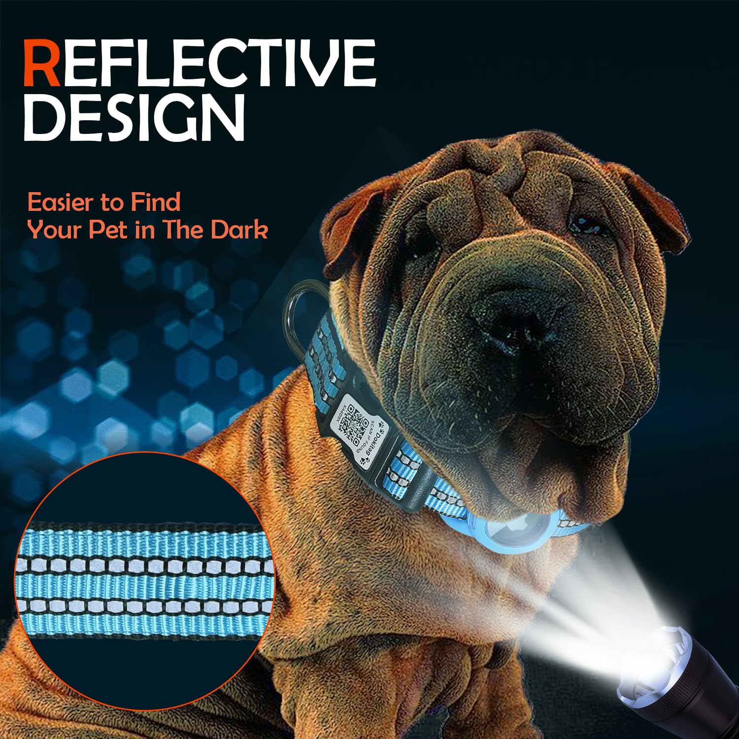 Dokitag soft nylon material conveys comfortable daily wear for dogs.