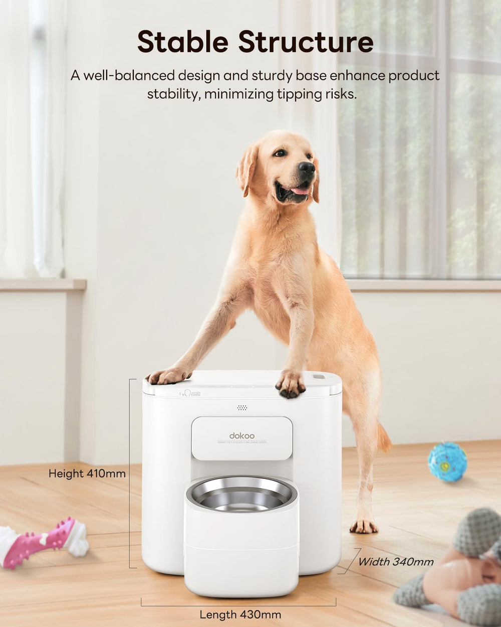 Dokoo large-breed-use context shows reliable feeding during trips or weekends