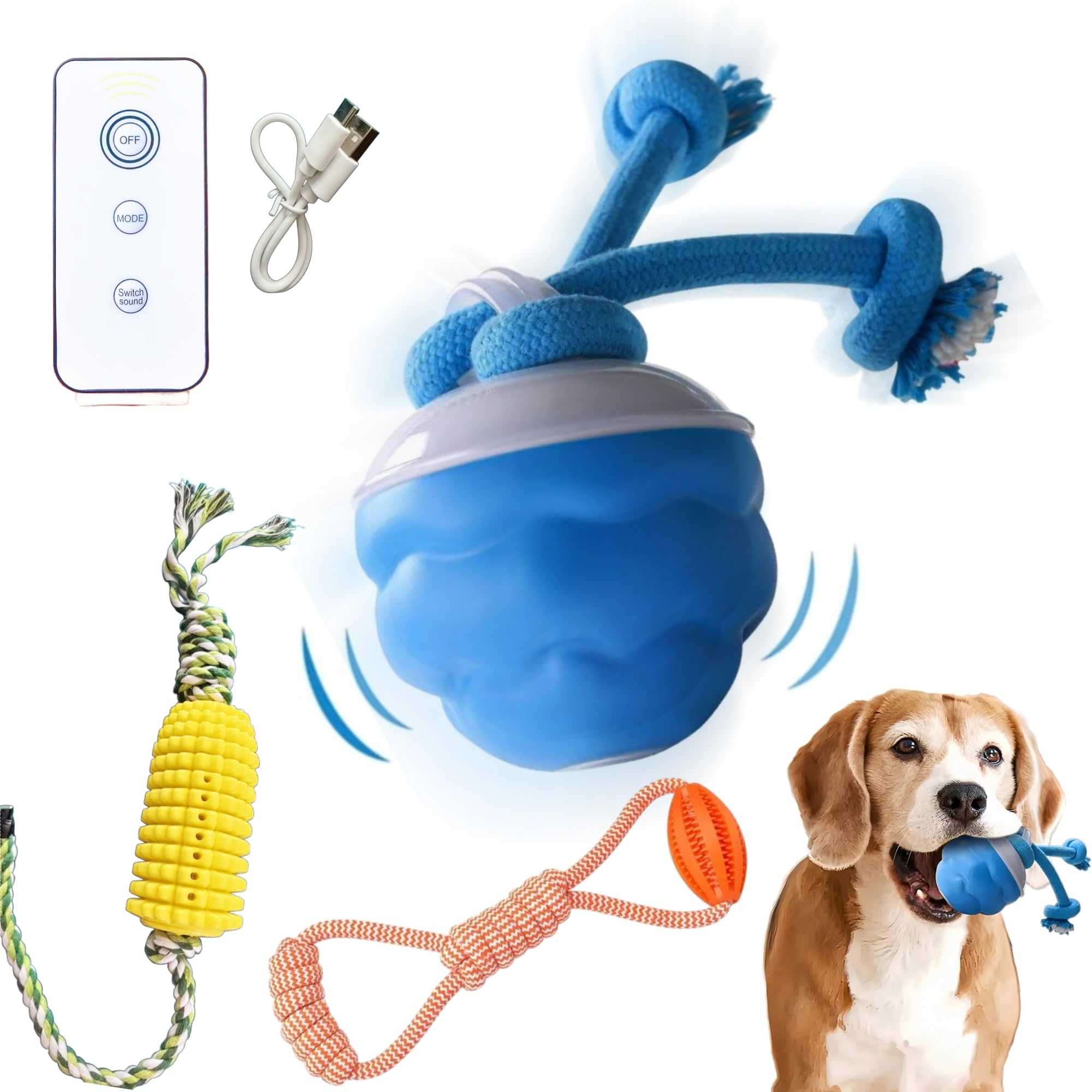 DOLPH HUG rolling ball in action with light and sound attracts dogs.