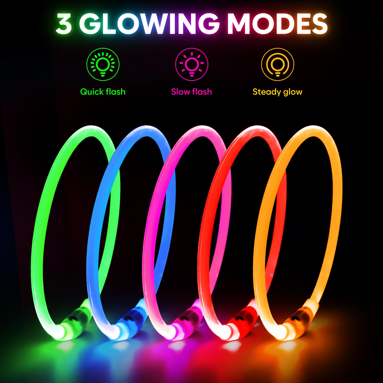 Domagiker light-up dog collar blue glow modes for flexible lighting