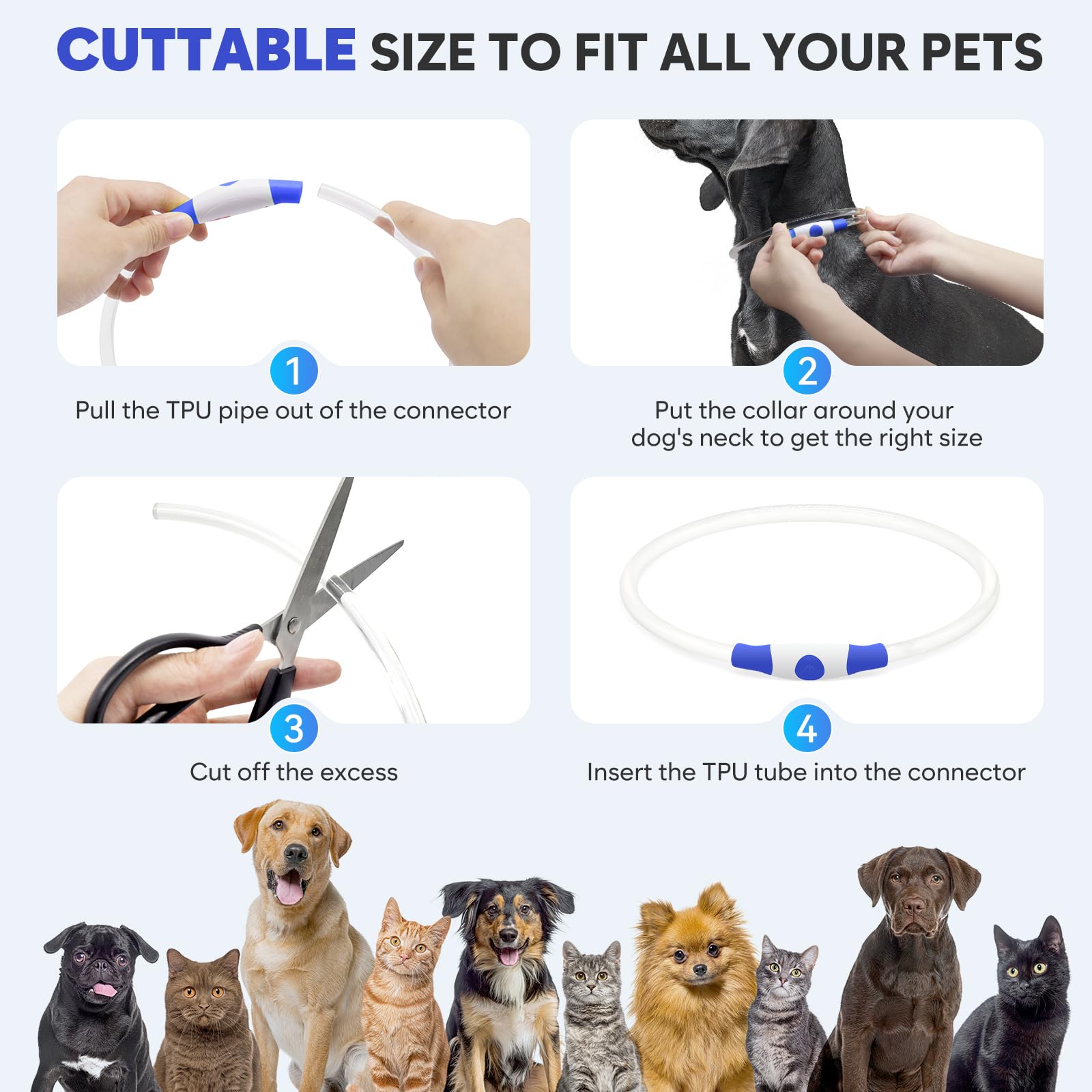 Domagiker light-up dog collar blue night visibility helps locate dogs quickly