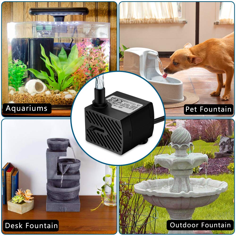 Domica 6ft waterproof power cord reduces clutter in indoor fountains.
