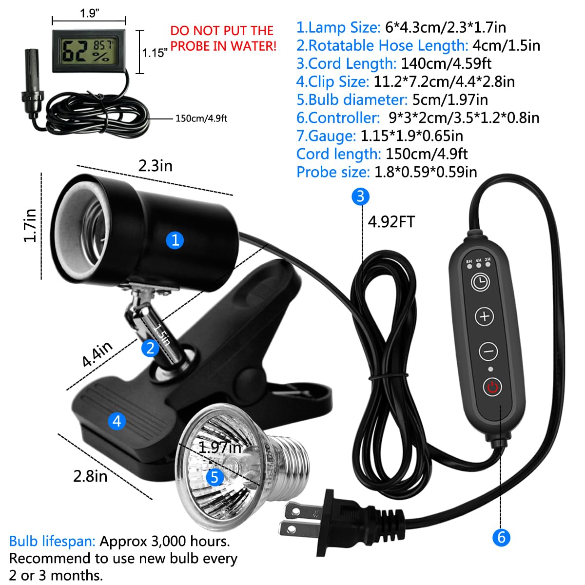 DOMICA heat lamp package includes safety guidelines for proper use.