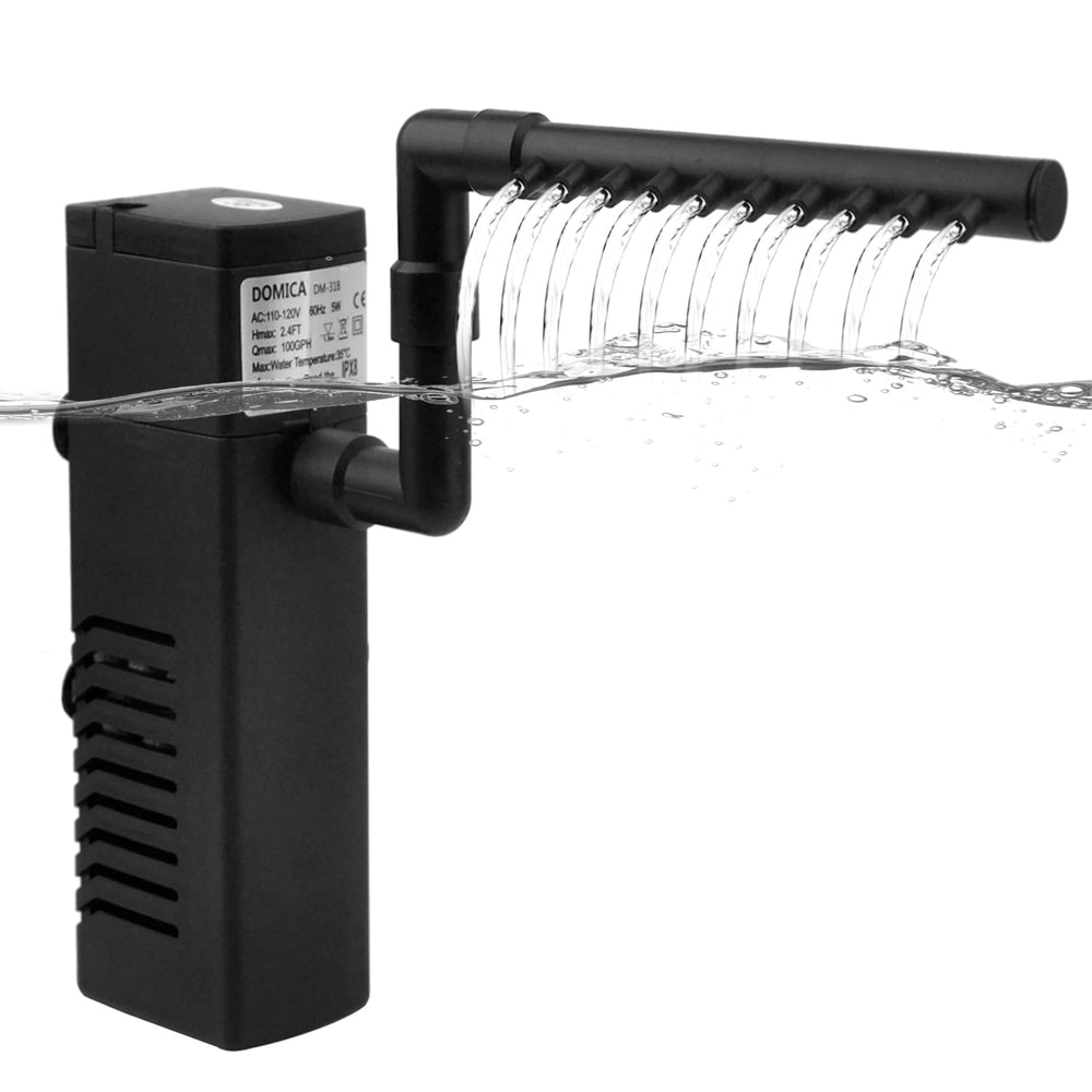 DOMICA internal filter 100GPH top view boosts clarity and aeration