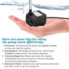 DOMICA mini-pump adjustable-flow demonstrates customizable fountain streams.