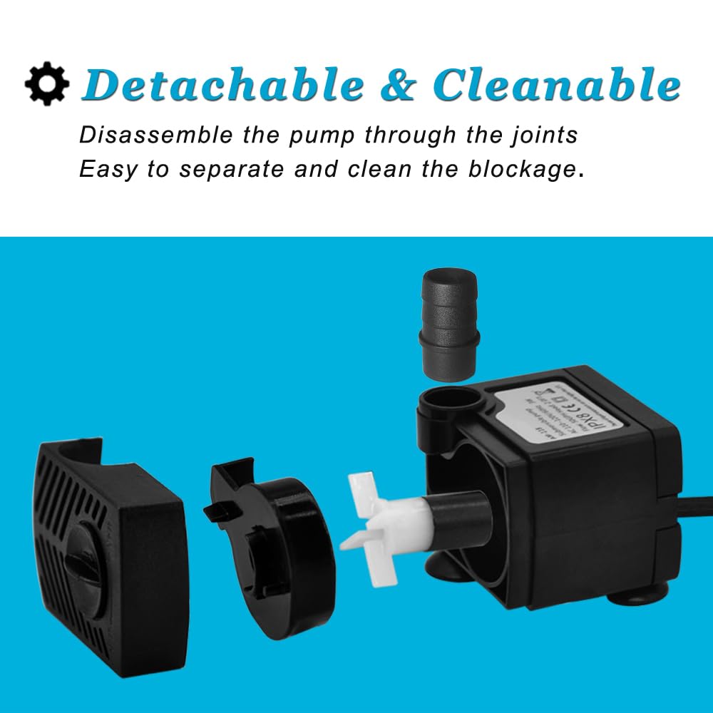 DOMICA mini-pump dimensions illustrate tiny footprint for discreet installs.