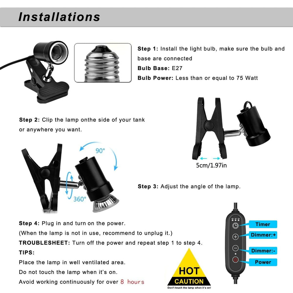 DOMICA terrarium heat distribution with adjustable angle for even coverage.