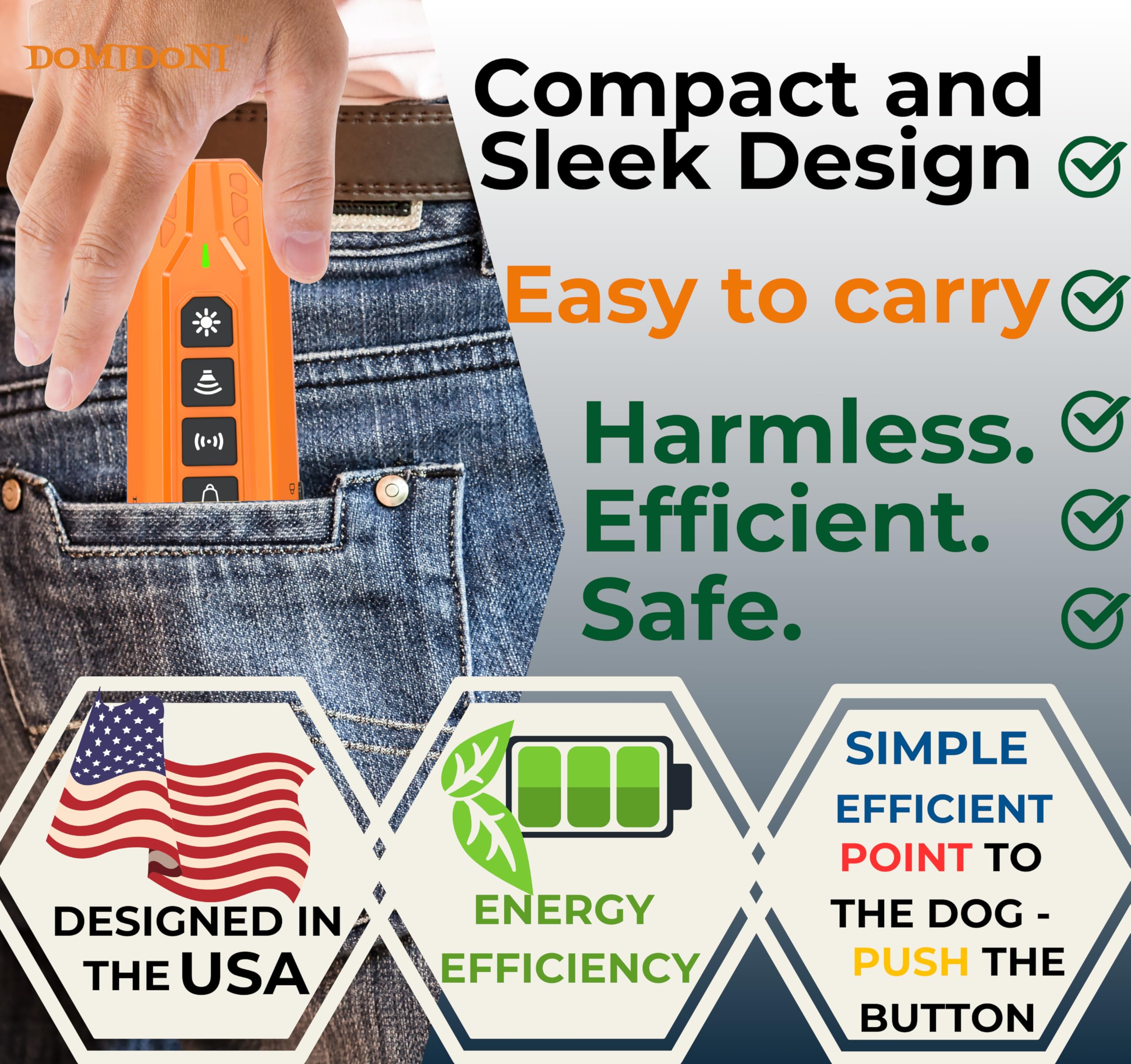 DomiDoni Alpha Pro safety features emphasize dog- and family-friendly design.