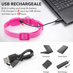 DOMIGLOW adjustable buckle demonstrates fit for small pets with necks 8.5 to 11.8 inches