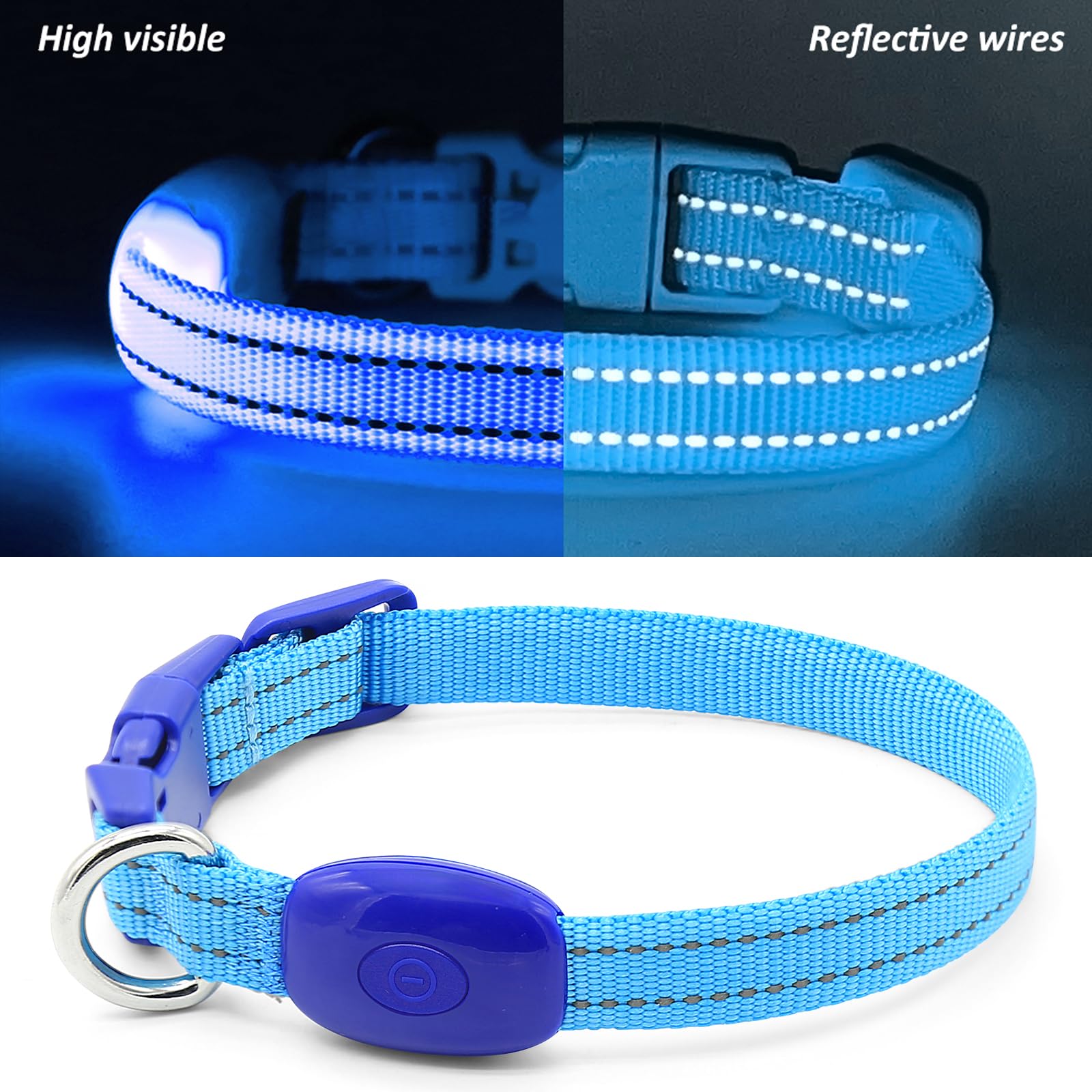 DOMIGLOW LED collar ready for night walking with high visibility for small pets.