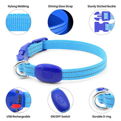 DOMIGLOW USB-rechargeable collar charging via micro USB port.
