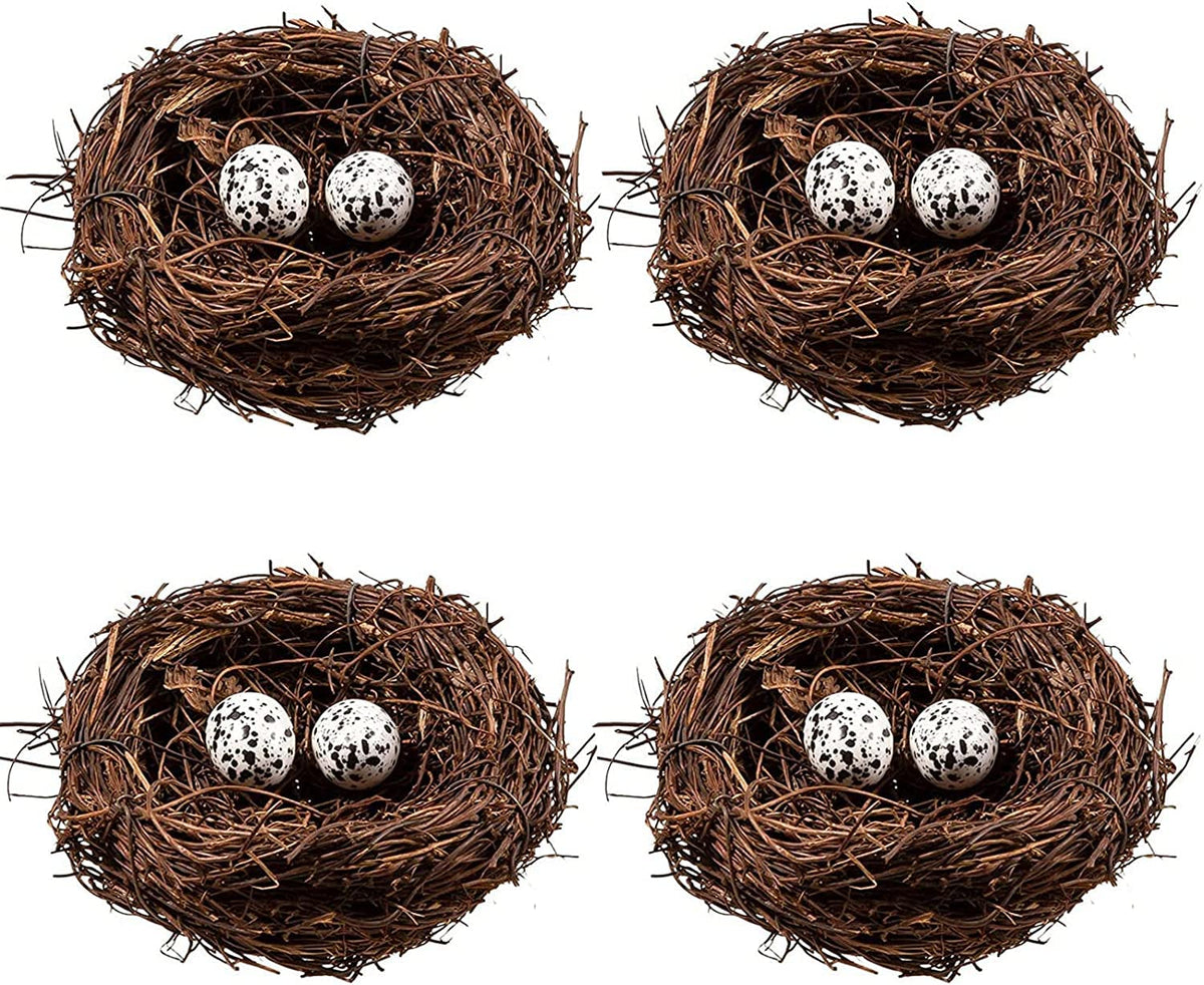 Domkier Birds Nest Easter rattan ornament closeup, perfect for spring home decor.