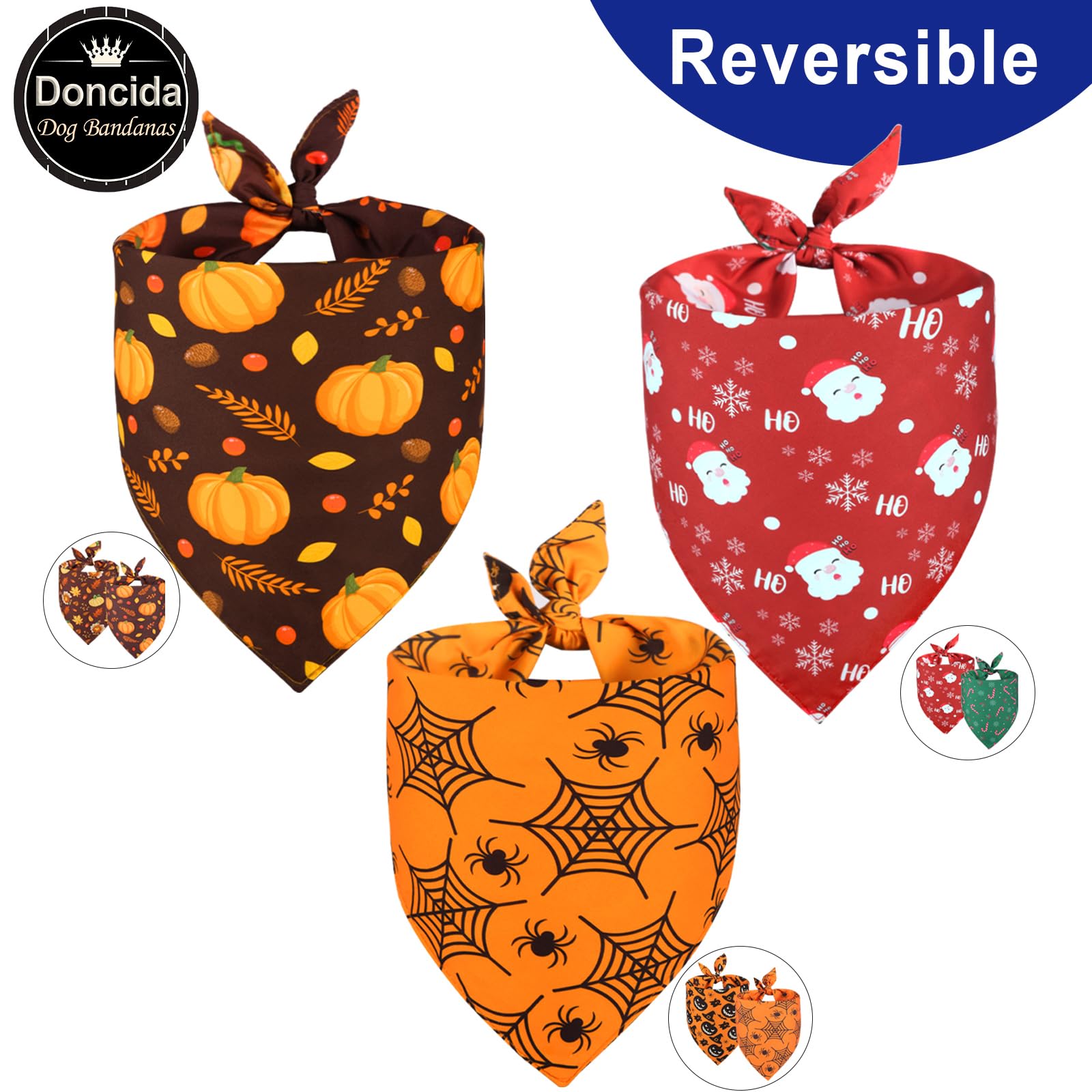 Doncida Thanksgiving-pattern bandana on dog for seasonal style