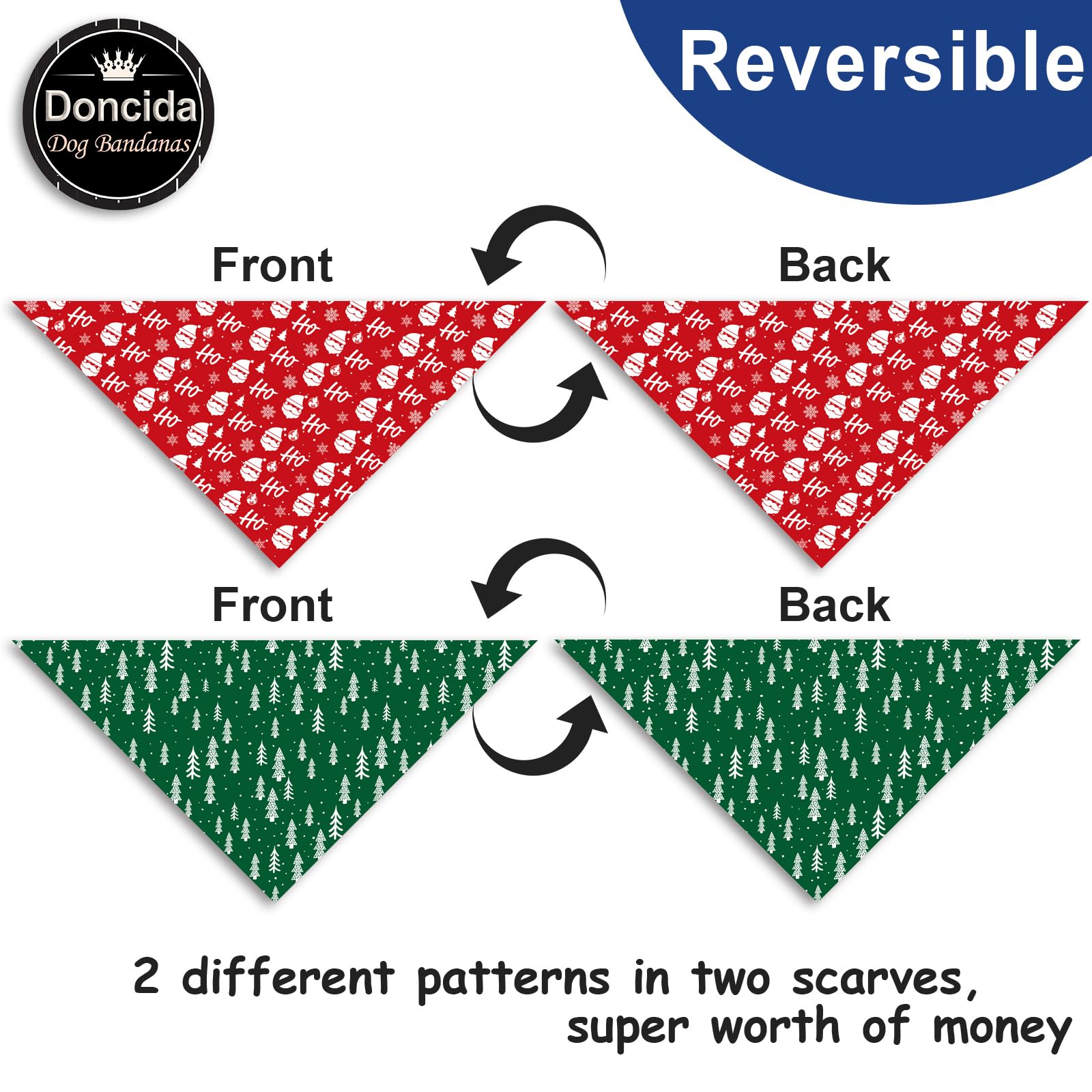 Doncida Christmas bandana featuring a Christmas tree on a dog for cozy winter walks.