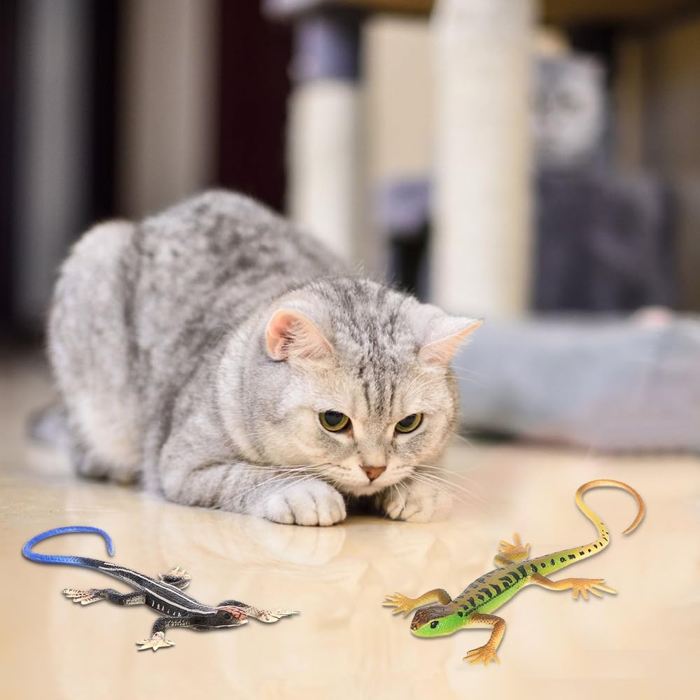 DONGKER cat lizard toy gray - realistic reptile look for curiosity-driven play.