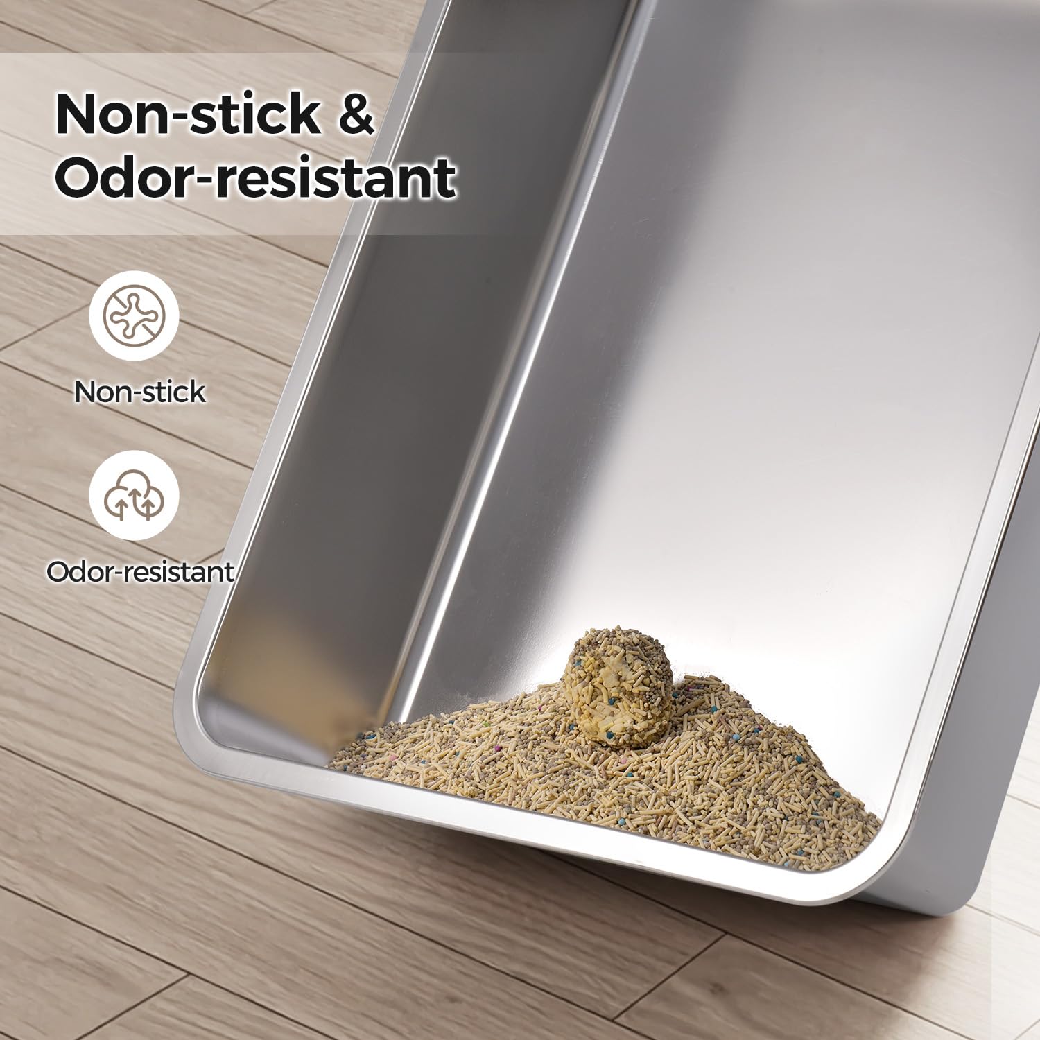 Donlinno XXXL stainless litter box deodorizing compartment supports bamboo charcoal bags