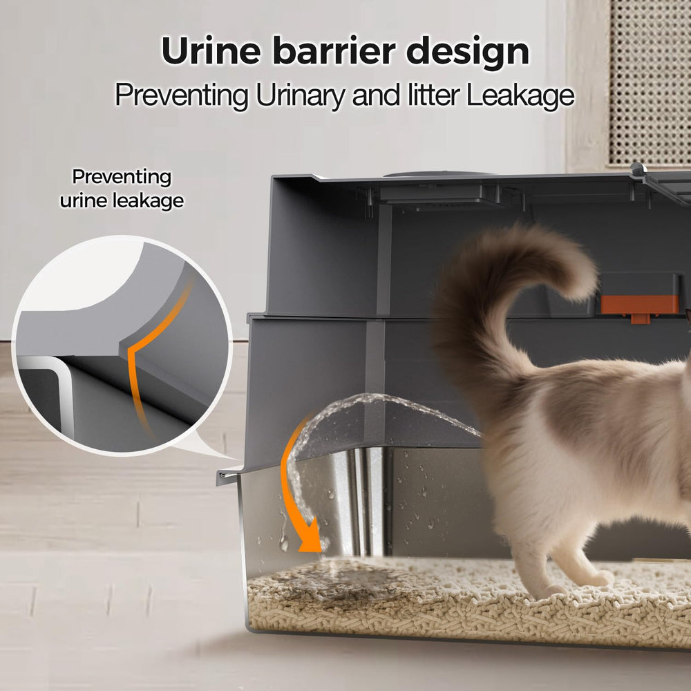 Donlinno XXXL stainless litter box high walls minimize scatter and odor